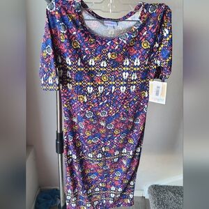 LuLaRoe Women's Dress Julia Size XXS Blue Coral Floral New with Tags